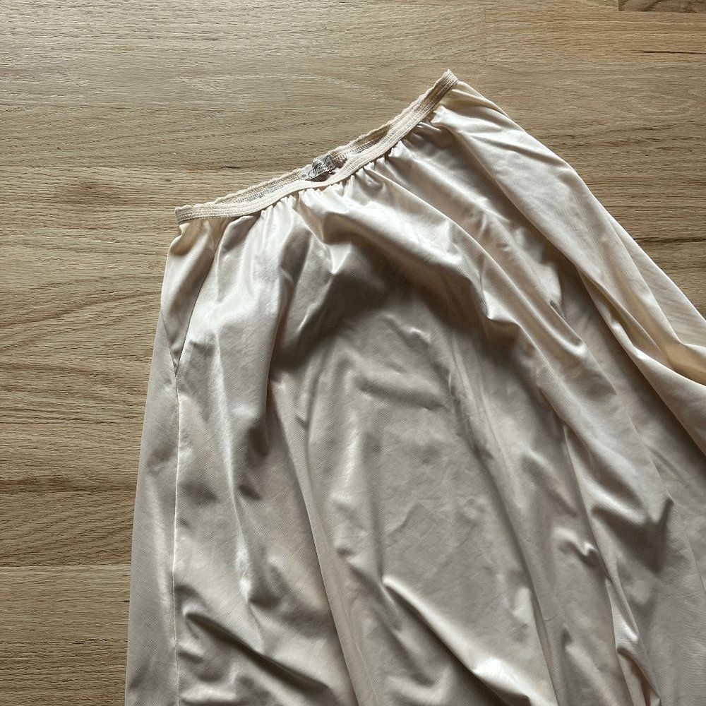 vtg 60s circle skirt half slip Hensen Kickernick beige nude undergarment retro L - Picture 4 of 6